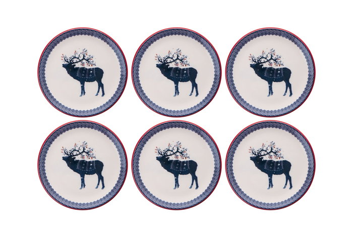 Hermia Juego de Platos de Postre Navideños de Porcelana, 6 Piezas, Elegantes para Celebraciones Festivas